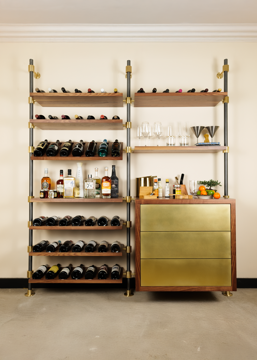 Wine Room Shelving - Brass And Walnut | The Hold