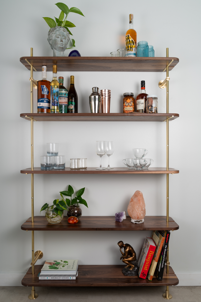 Image showcasing The Minimalist | Standard Shelving Unit – Brass Hardware