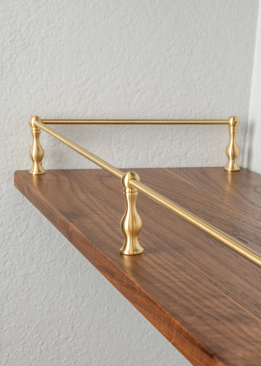 Shelf Rails And Posts Tipping Rail Pass Through Post - Solid Brass | The Queen Gallery Rail ...