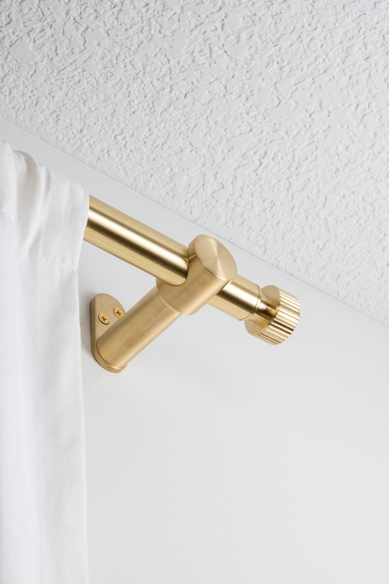 1” Single | Drapery Rod Wall Post – Brass Hardware