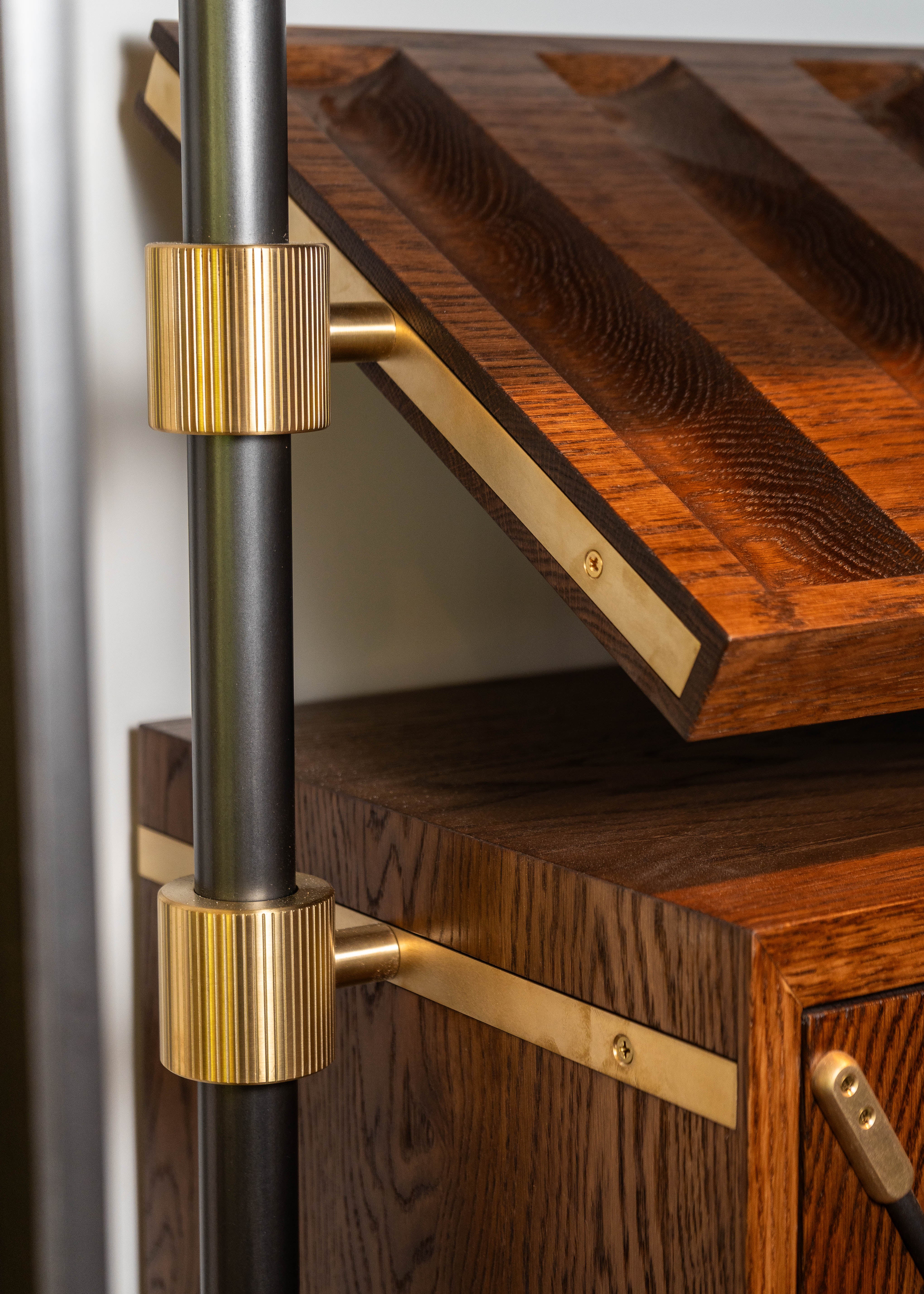 Wine Room Shelving - Brass And Walnut | The Hold - Brass Hardware